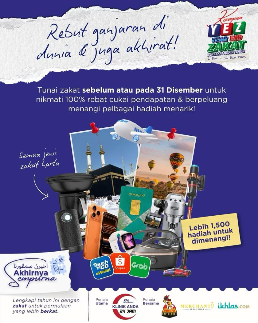 Kempen Year End Zakat yang bakal berakhir pada 31 Disember ini menekankan mesej penting tentang tanggungjawab menunaikan zakat sekali gus membantu golongan asnaf. - Foto PPZ-MAIWP