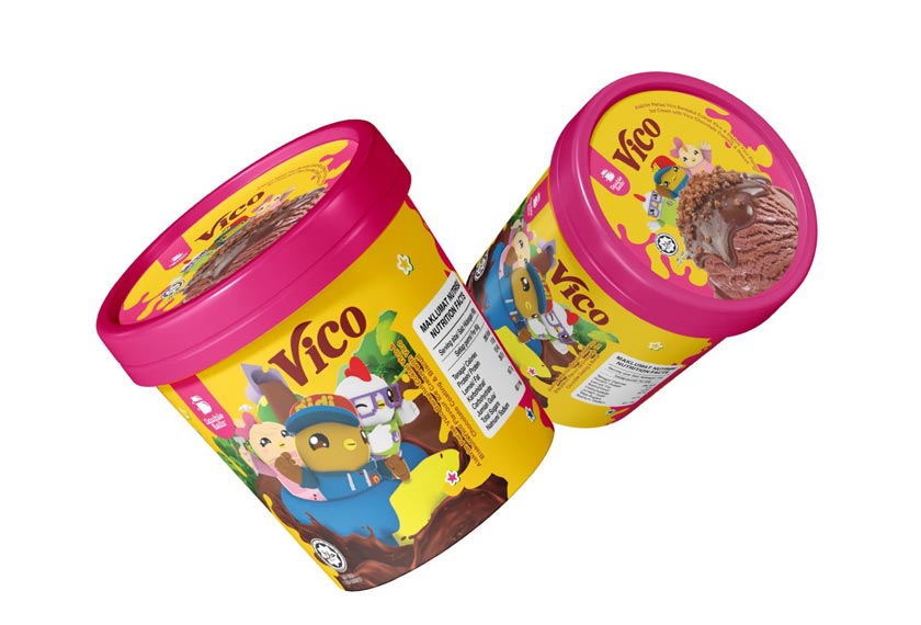 Aiskrim Cup Vico Double Bells Didi & Friends berperisa coklat kini boleh didapati di pasaran. - Foto Vico