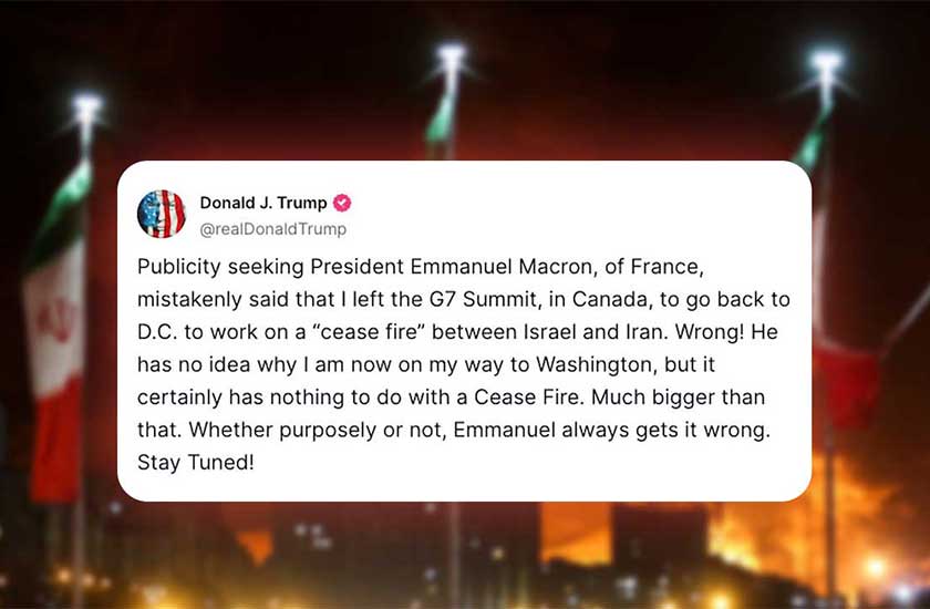 Screenshot of post on Truth Social by US President Donald Trump, June 16, 2025. - Screengrab/via REUTERS