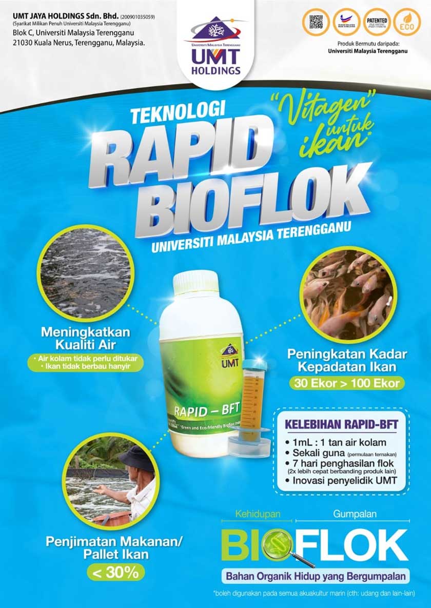 inovasi Rapid Biofloc, teknologi baharu yang mampu mempercepatkan pembentukan biofloc dan meningkatkan kecekapan ternakan ikan serta udang secara signifikan.